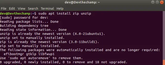 Zip-unzip-install-linux