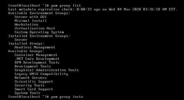 list-groups-to-Install-centos-in-Vmware-workstation
