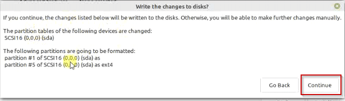 Write changes to the disks Linux mint