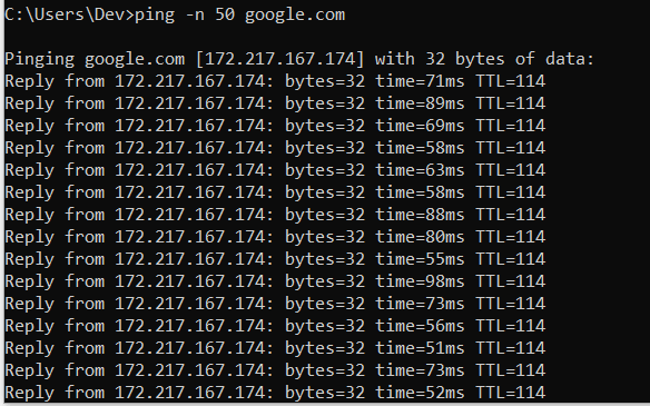 ping-google-50-times-in-windows10