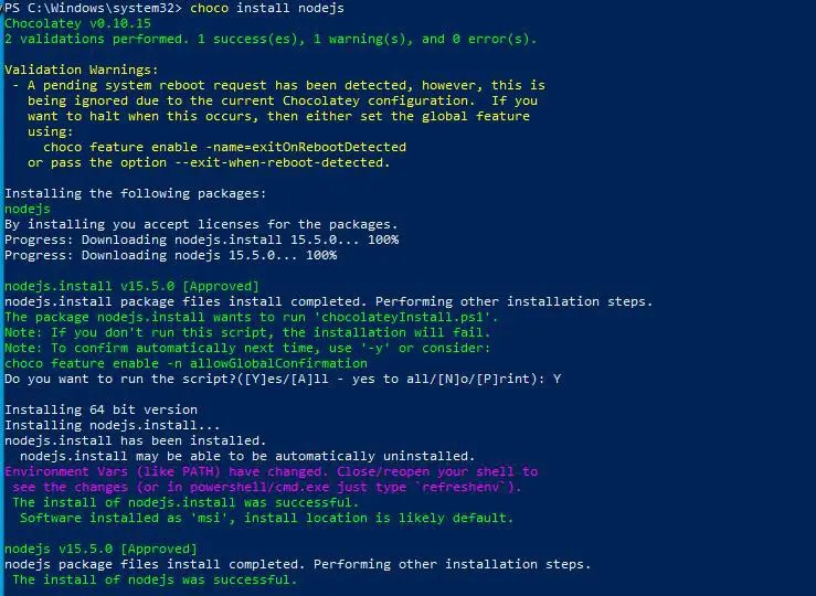 install-nodejs-using-chocolatey-powershell