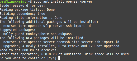 Install openssh package linux mint