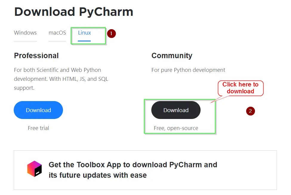 how to download pycharm linux