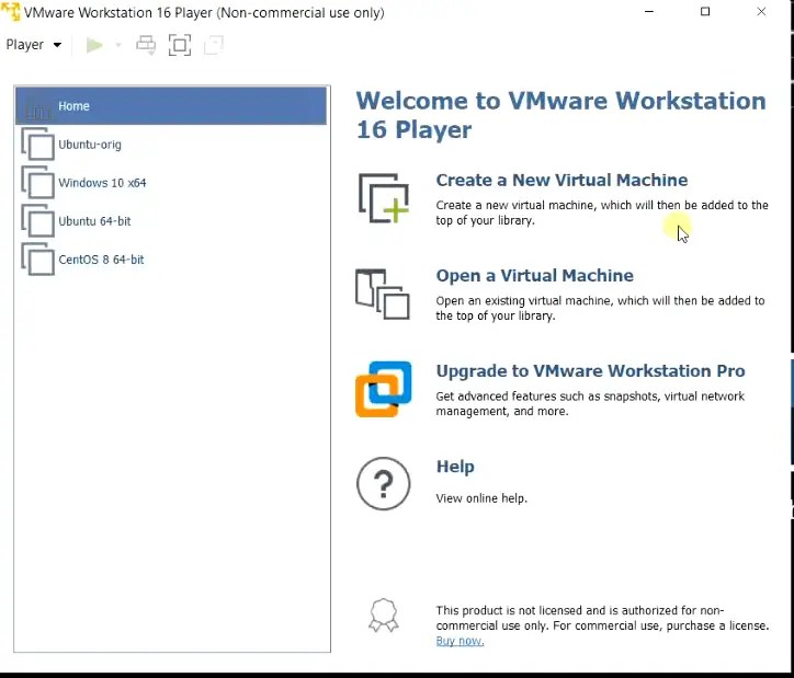 Open VMware Workstation 16