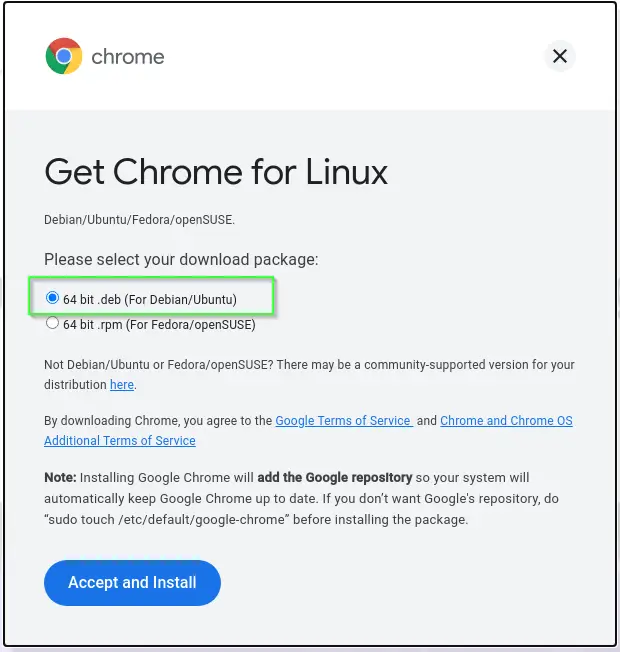 Download Google Chrome 64 bit for Ubuntu