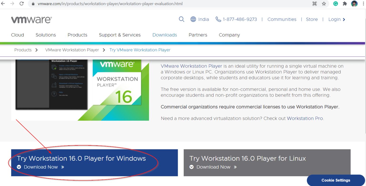 vmware workstation 16 player download