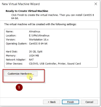 Customize vm hardware