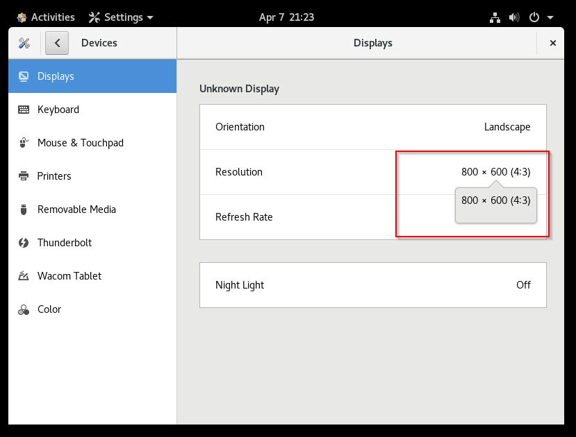 CentOS display setting