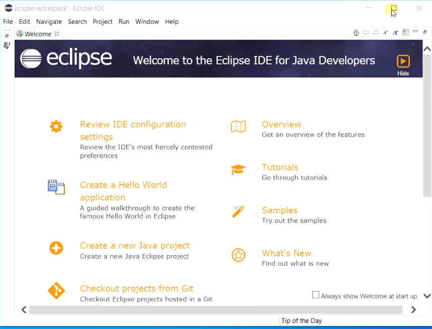 Eclipse-IDE-Welcome-Screen