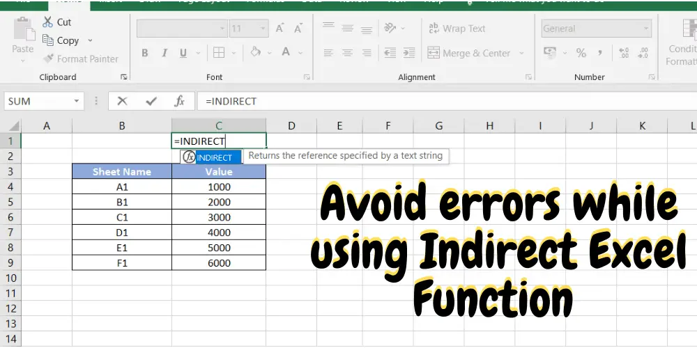 Indirect Excel Function