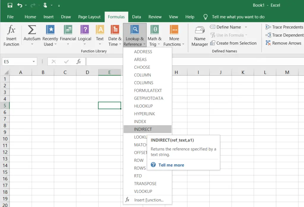 Indirect-function-in-excel