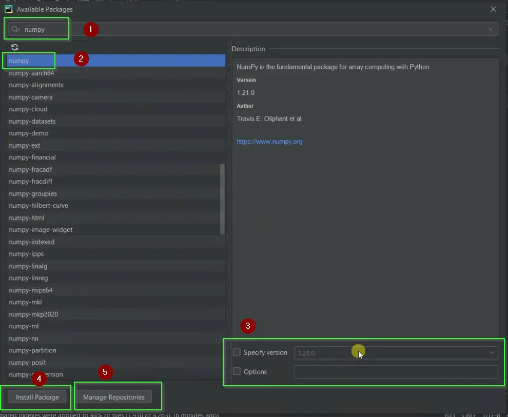 import NumPy in Pycharm