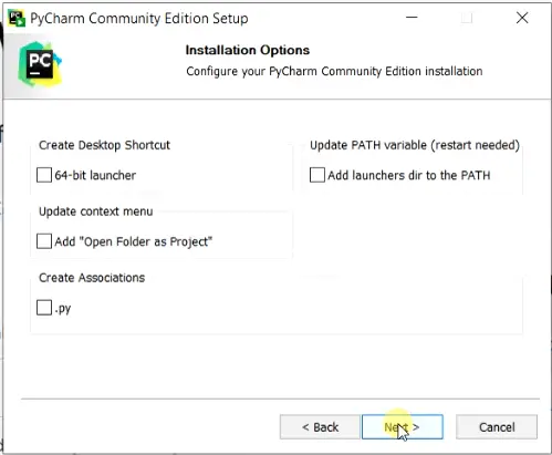Configure PyCharm community edition installation