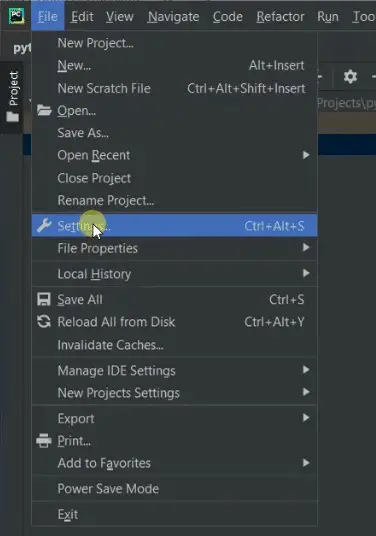 Install Modules in Pycharm using settings option in file