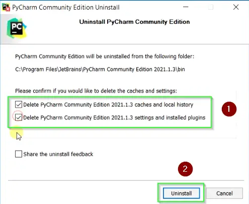 Uninstall PyCharm