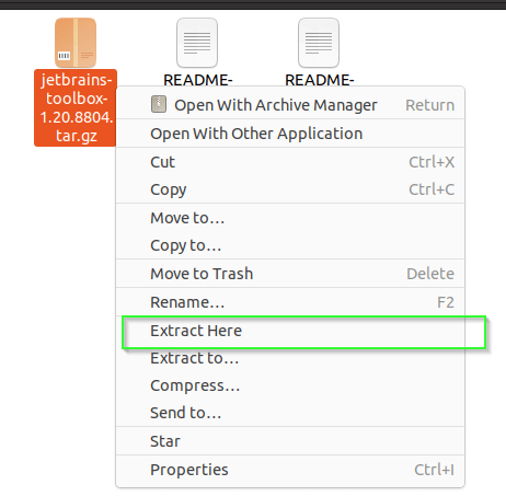 Extract JetBrains toolbox application tar file