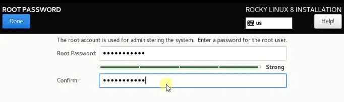 Provide a complex root user password in this section