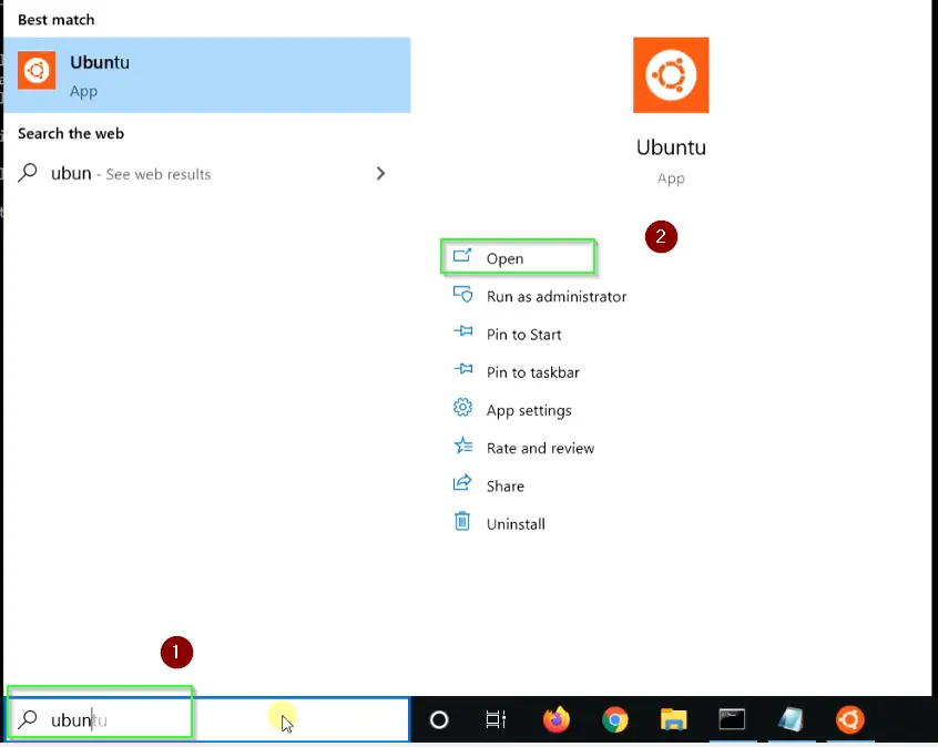 Launch ubuntu using Windows search bar