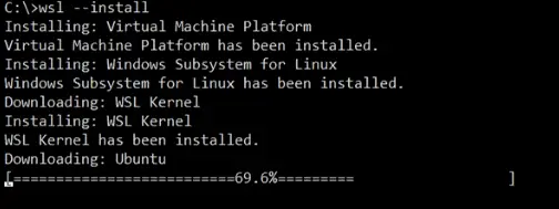 Install WSL in windows 10 using single command wsl --install
