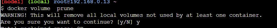 Docker volume prune command to fix docker no space left on device error
