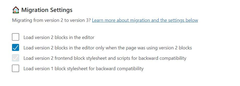 select settings load version 2 to fix Your site doesn't include support for the ugb/header block error