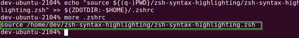  Add the line "source /path to zsh-syntax-highlighting.zsh" in the .zshrc file