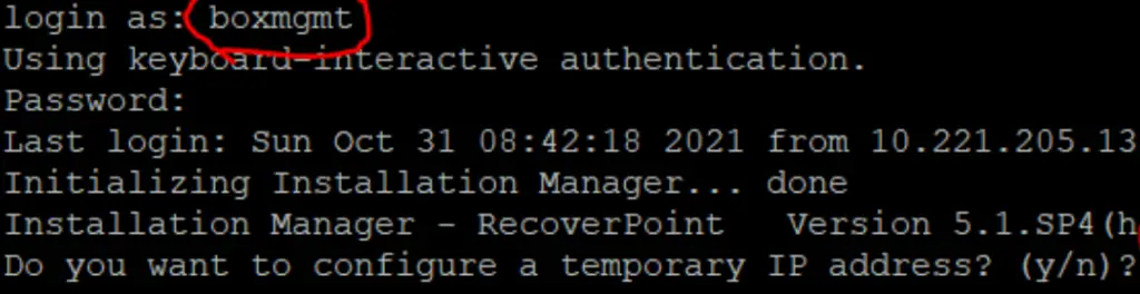 Assign IP address to Recoverpoint appliance