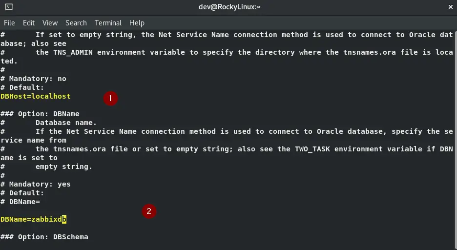 Connect database with zabbix