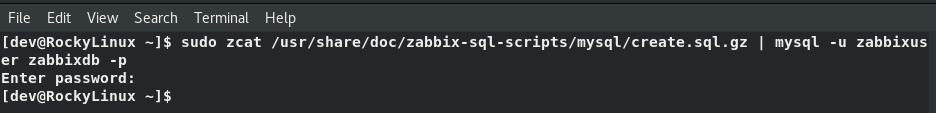  Import Schema against the Zabbix database for Zabbix application