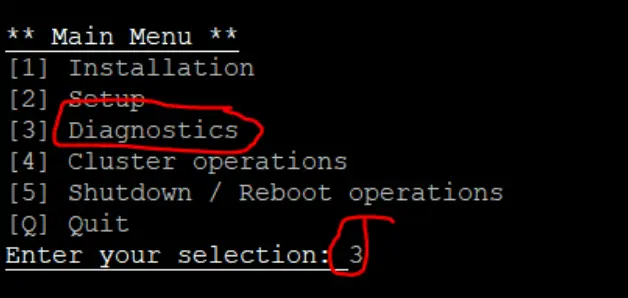 Open Diagnostic of Recoverpoint using main menu 1