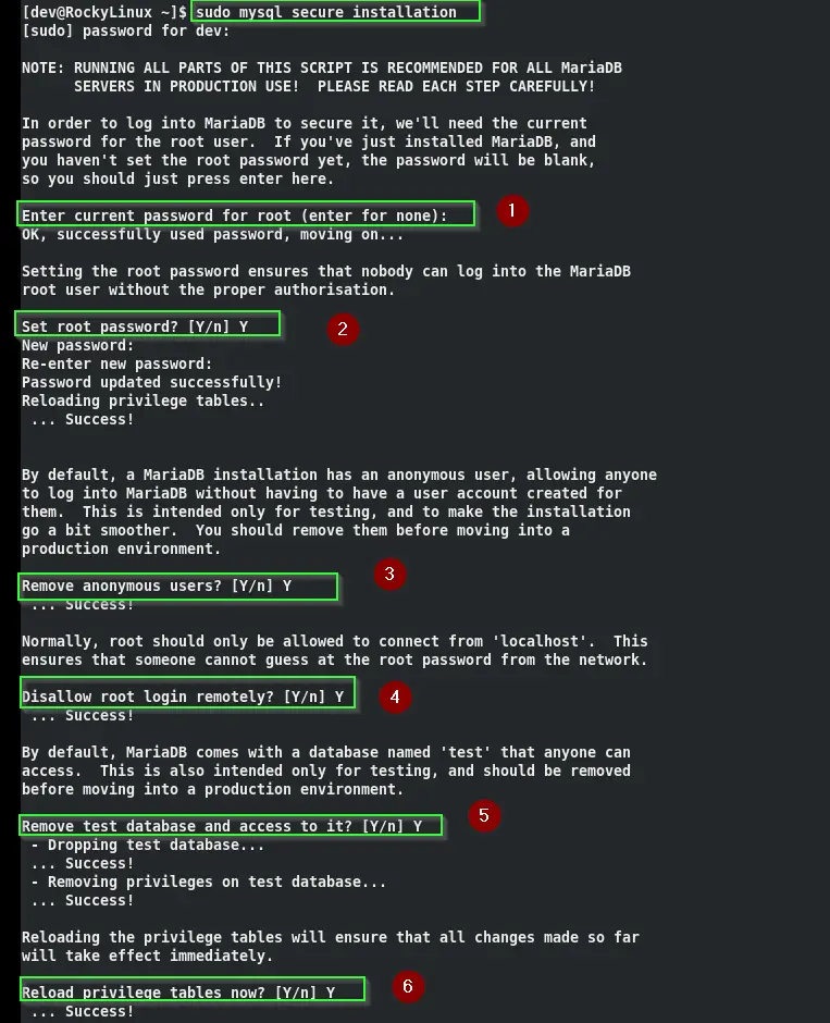 Secure Database using mysql_secure_installation