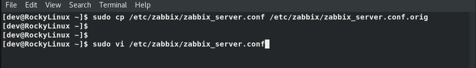 Configure Zabbix server config file to connect with database