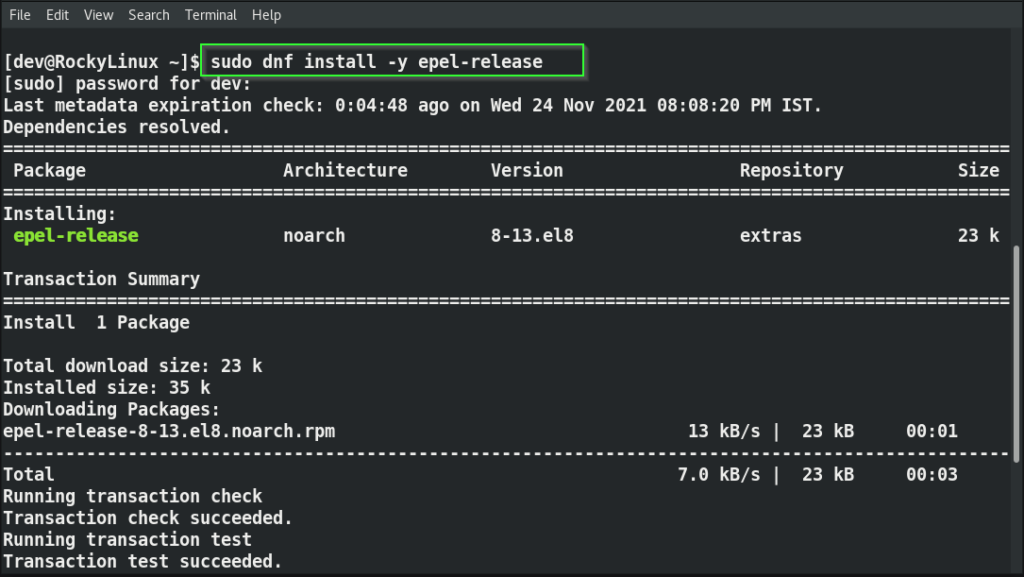 Install epel-release package in Rocky Linux