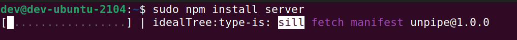 Install server js in Ubuntu using npm