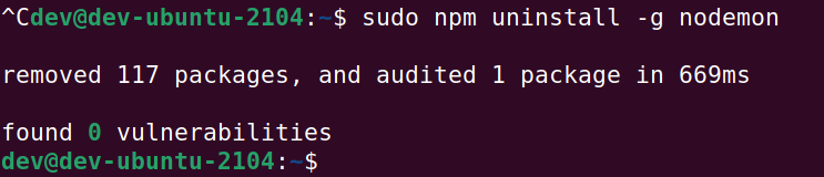 Uninstall nodemon package Ubuntu
