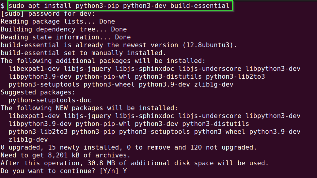 install python3 build tools and essentials