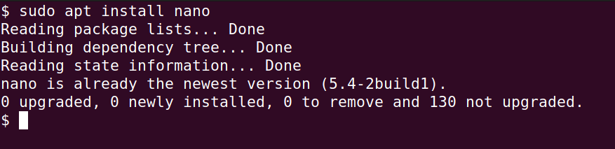 Install nano editor in Ubuntu Linux