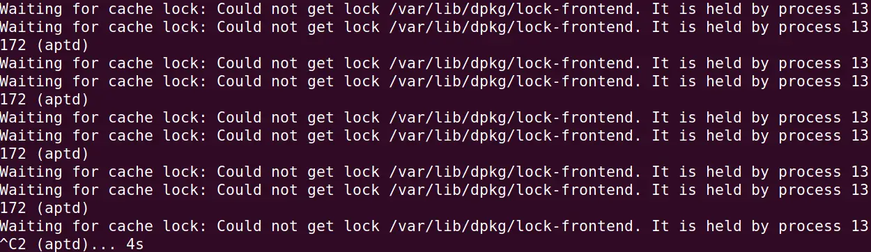 Ожидание блокировки кэша не удалось получить блокировку файла var lib dpkg lock