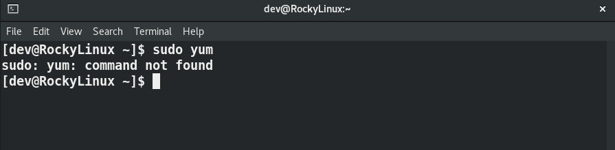 yum command not found error in Rocky Linux