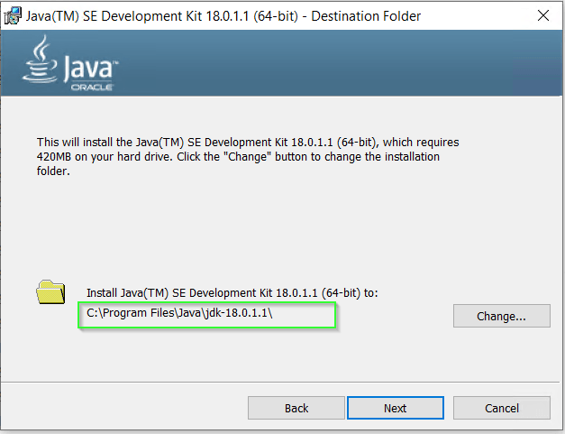 Java 18 default installation path in Windows 10