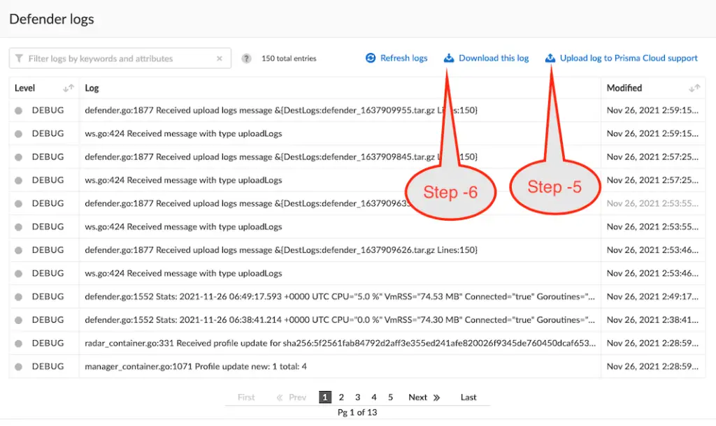 Download and upload defenders to Prisma cloud support