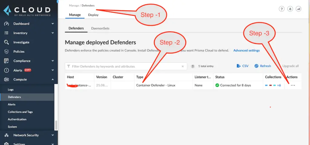 Collect defender logs for Prisma enterprise edition (Compute Saas)