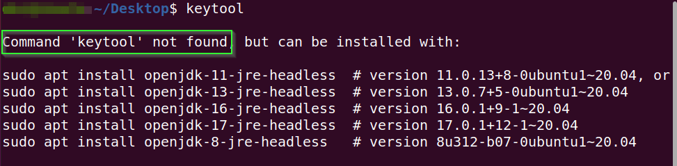 Keytool command not found error