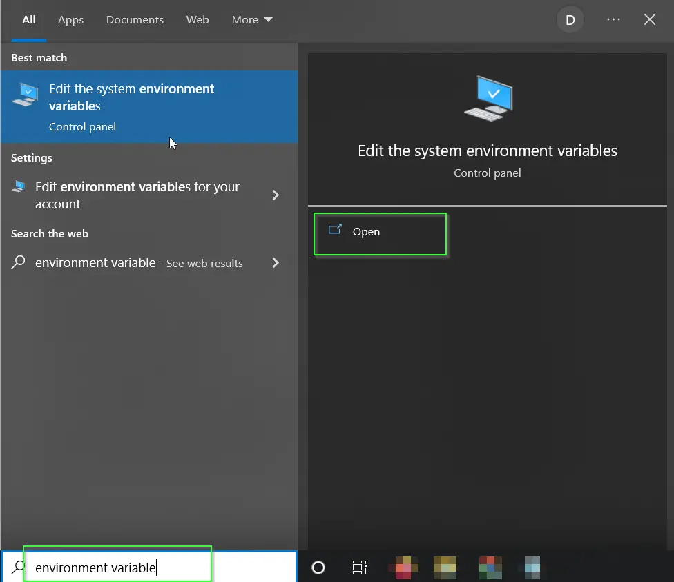 open system environment variable