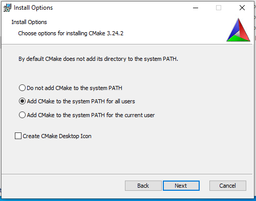 Setup PATH variable to fix cmake' is not recognized as an internal or external command error