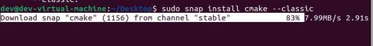 Install cmake in Debian based os using snap