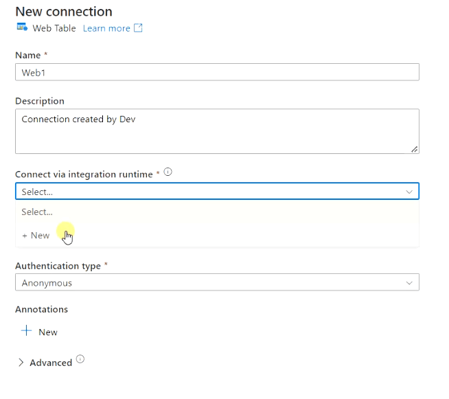 Add integration runtime connection