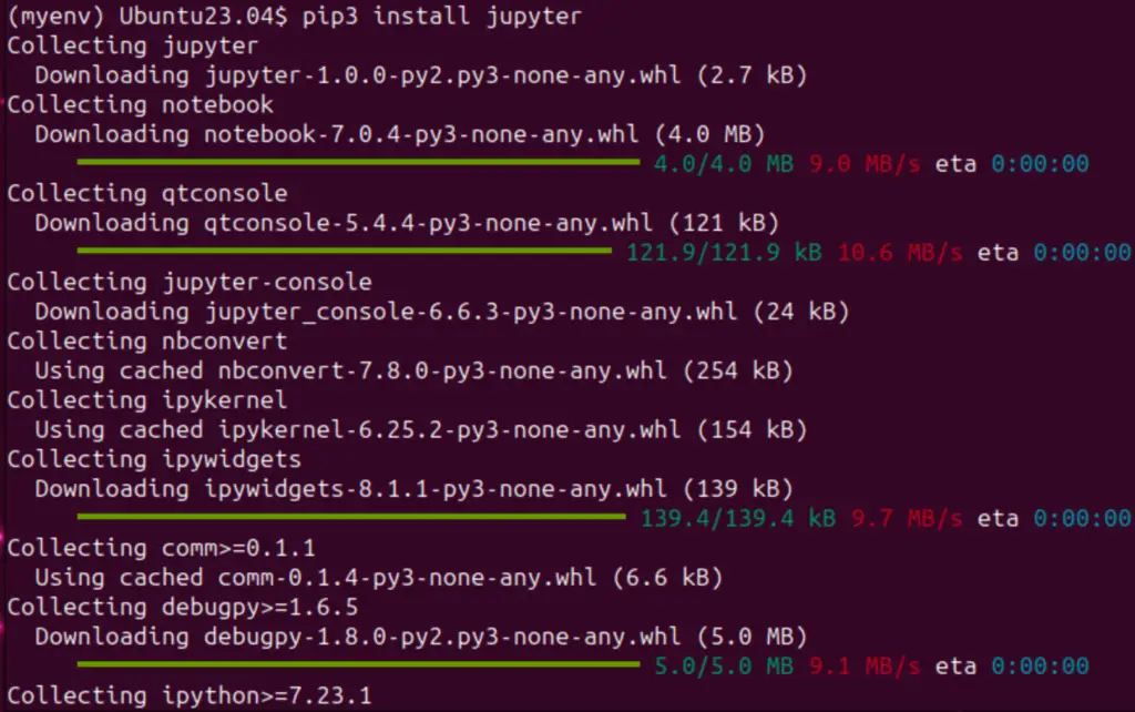 pip3 install jupyter command to install jupyter notebook in Ubuntu Linux