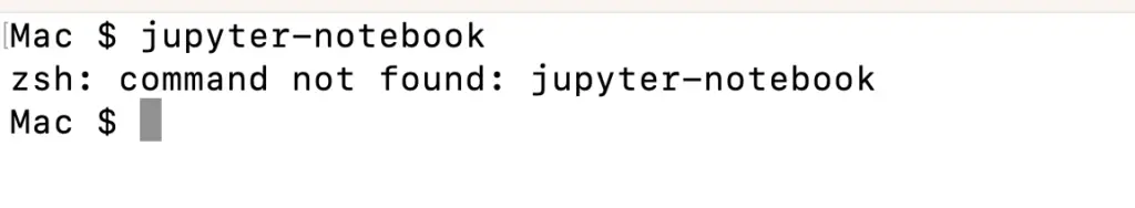 image showing jupyter command jupyter-notebook not found error